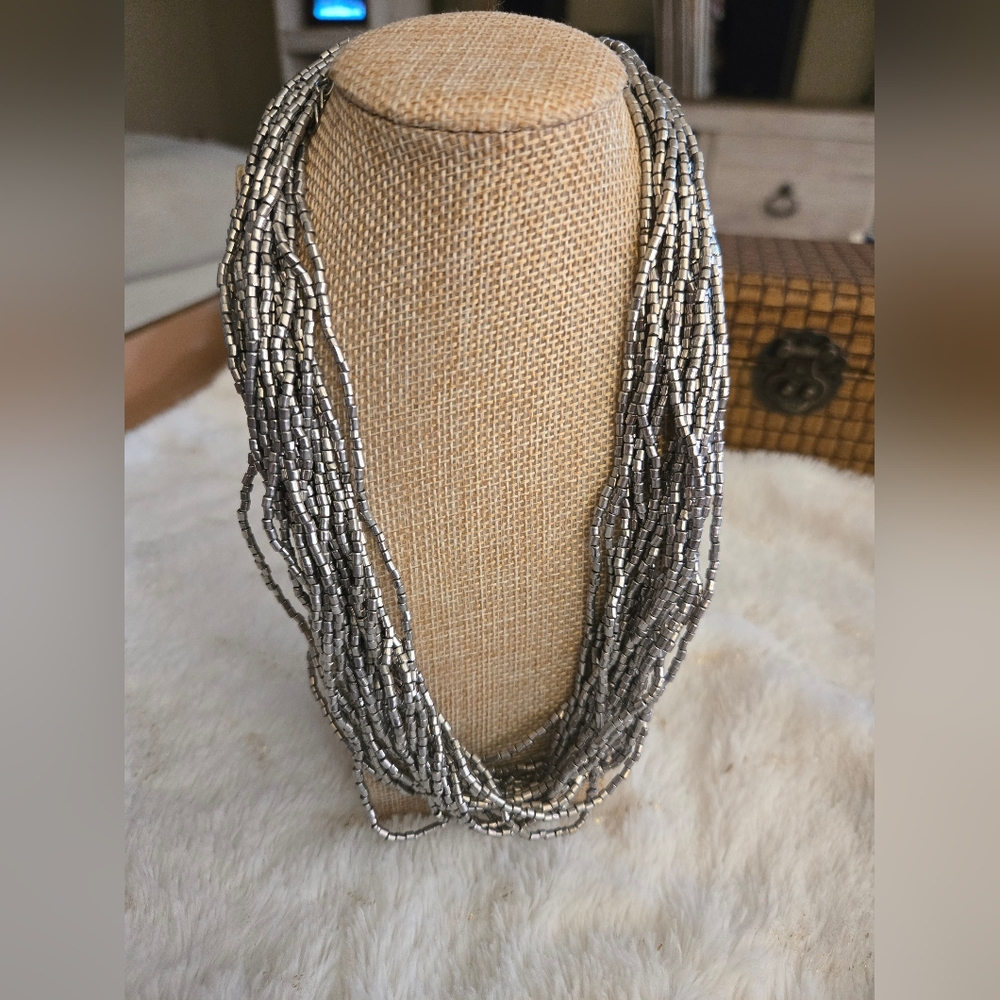 **3/$10** Chic Silver Beaded Necklace